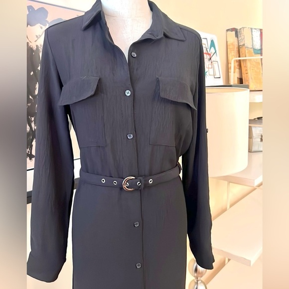 NWT,Max Studio, Button-Front, Belted,  Black Shirt Dress,Front Pockets, Size S - Picture 10 of 13